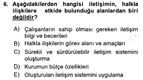 Halkla İlişkiler 2025-2026 Ara Sınav - 6. soru