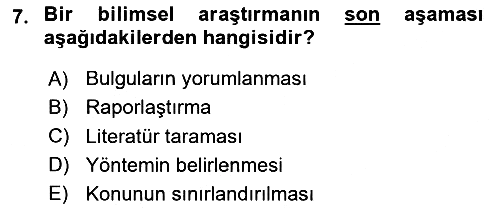 Halkla İlişkiler Araştırmaları 2023-2024 Ara Sınav - 7. soru