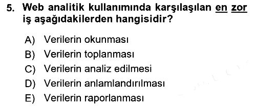 Halkla İlişkiler Araştırmaları 2018-2019 Dönem Sonu Sınavı - 5. soru