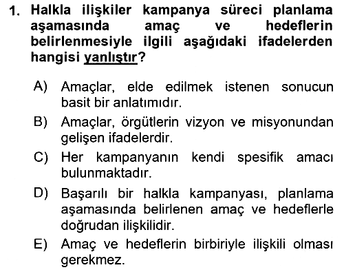 Halkla İlişkiler Kampanya Analizi 2018-2019 Ara Sınav - 1. soru