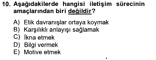 Halkla İlişkiler Yazarlığı 2012-2013 Ara Sınav - 10. soru