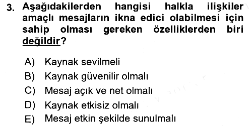 Halkla İlişkiler Yazarlığı 2015-2016 Ara Sınav - 3. soru
