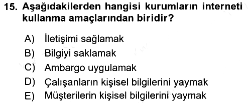 Halkla İlişkiler Yazarlığı 2017-2018 Ara Sınav - 15. soru