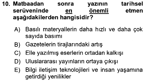 Halkla İlişkiler Yazarlığı 2017-2018 Dönem Sonu Sınavı - 10. soru