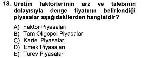 İktisada Giriş 2012-2013 Ara Sınav - 18. soru
