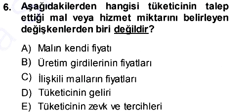 İktisada Giriş 2013-2014 Ara Sınav - 6. soru