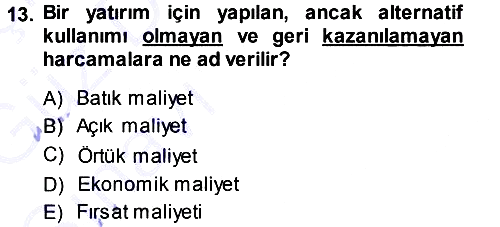İktisada Giriş 2013-2014 Ara Sınav - 13. soru