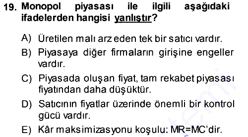 İktisada Giriş 2013-2014 Ara Sınav - 19. soru