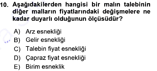 İktisada Giriş 2015-2016 Ara Sınav - 10. soru