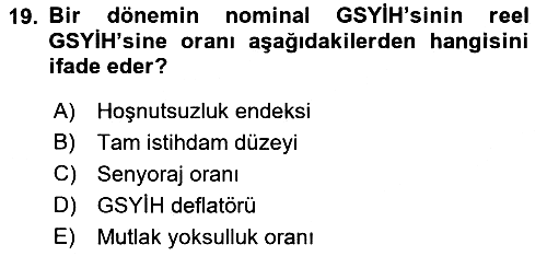 İktisada Giriş 2019-2020 Ara Sınav - 19. soru