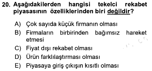 İktisada Giriş 2024-2025 Ara Sınav - 20. soru