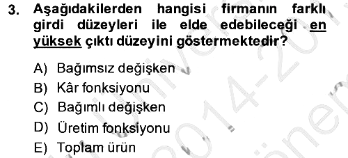 İktisada Giriş 2014-2015 Dönem Sonu Sınavı - 3. soru