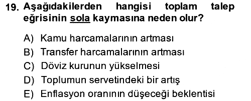 İktisada Giriş 2014-2015 Dönem Sonu Sınavı - 19. soru