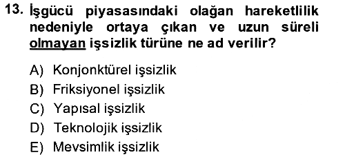 İktisada Giriş 2014-2015 Tek Ders Sınavı - 13. soru