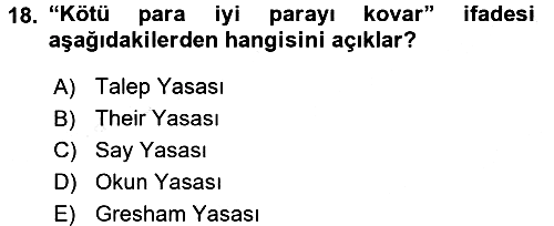 İktisada Giriş 2015-2016 Tek Ders Sınavı - 18. soru