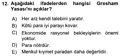 İktisada Giriş 2021-2022 Yaz Okulu Sınavı - 12. soru