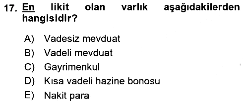 İktisada Giriş 2021-2022 Yaz Okulu Sınavı - 17. soru