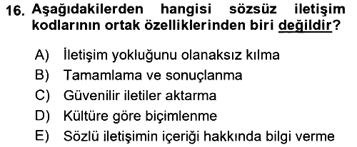 İletişim Bilgisi 2016-2017 Ara Sınav - 16. soru