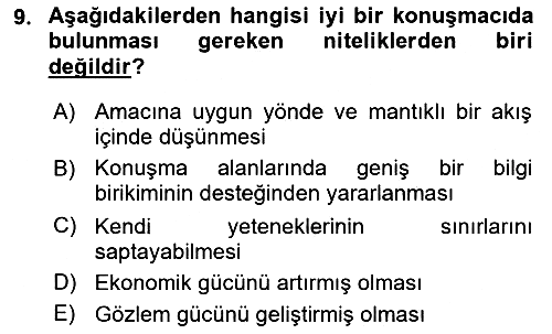 İletişim Bilgisi 2019-2020 Ara Sınav - 9. soru