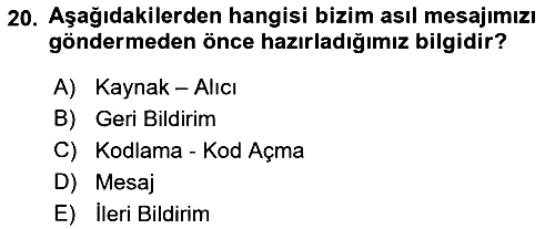 İletişim Bilgisi 2023-2024 Ara Sınav - 20. soru