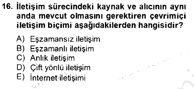 İletişim Bilgisi 2013-2014 Tek Ders Sınavı - 16. soru