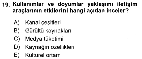 İletişim Kuramları 2021-2022 Ara Sınav - 19. soru