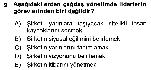İtibar Yönetimi 2023-2024 Yaz Okulu Sınavı - 9. soru