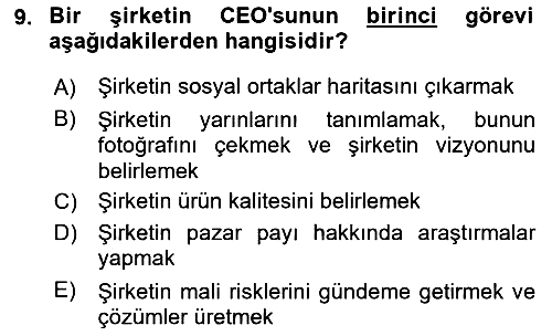 İtibar Yönetimi 2024-2025 Yaz Okulu Sınavı - 9. soru
