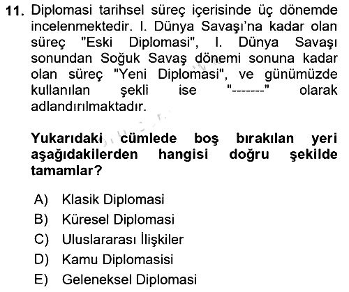 Kamu Diplomasisi Ve Uluslararası Halkla İlişkiler 2021-2022 Dönem Sonu Sınavı - 11. soru
