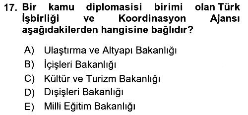 Kamu Diplomasisi Ve Uluslararası Halkla İlişkiler 2021-2022 Dönem Sonu Sınavı - 17. soru