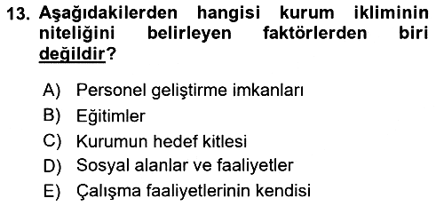 Kurum Kültürü 2017-2018 Ara Sınav - 13. soru