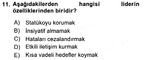 Kurum Kültürü 2017-2018 Dönem Sonu Sınavı - 11. soru