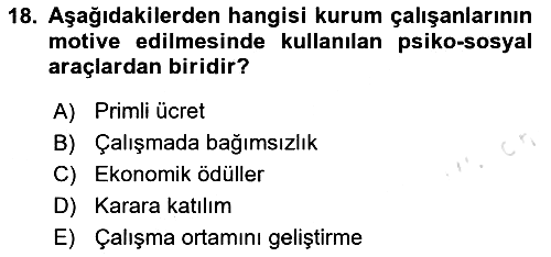 Kurumiçi Halkla İlişkiler 2024-2025 Dönem Sonu Sınavı - 18. soru