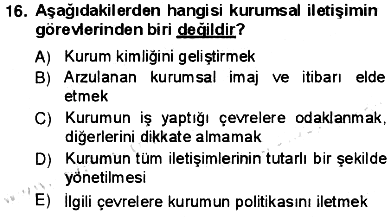 Kurumsal İletişim 2012-2013 Ara Sınav - 16. soru