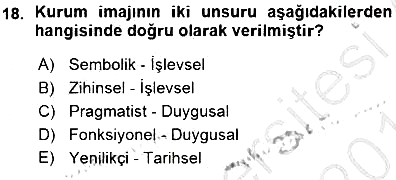 Kurumsal İletişim 2015-2016 Ara Sınav - 18. soru