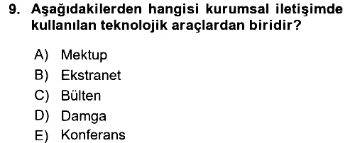 Kurumsal İletişim 2016-2017 Ara Sınav - 9. soru