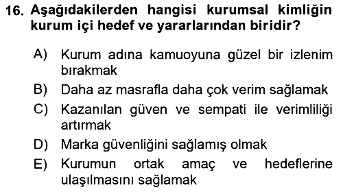 Kurumsal İletişim 2018-2019 Ara Sınav - 16. soru