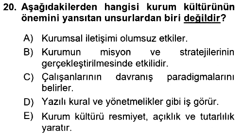 Kurumsal İletişim 2019-2020 Ara Sınav - 20. soru
