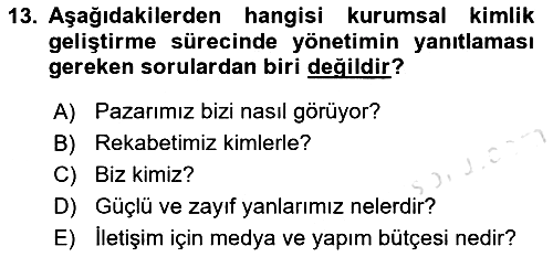 Kurumsal İletişim 2025-2026 Ara Sınav - 13. soru
