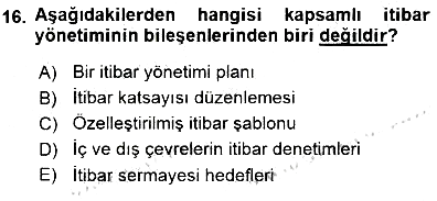 Kurumsal İletişim 2015-2016 Dönem Sonu Sınavı - 16. soru