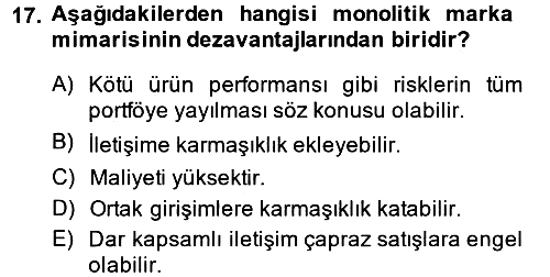 Marka ve Yönetimi 2013-2014 Dönem Sonu Sınavı - 17. soru