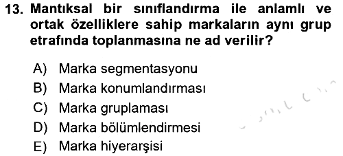 Marka ve Yönetimi 2015-2016 Dönem Sonu Sınavı - 13. soru