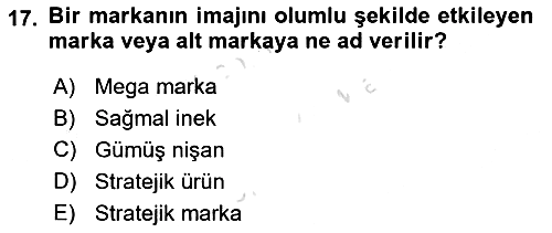 Marka ve Yönetimi 2020-2021 Yaz Okulu Sınavı - 17. soru