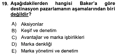 Marka ve Yönetimi 2024-2025 Yaz Okulu Sınavı - 19. soru