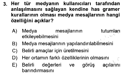 Medya Planlama 2018-2019 3 Ders Sınavı - 3. soru