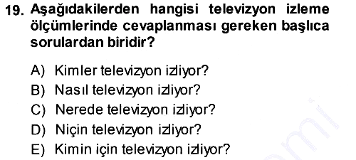 Medya Planlama 2013-2014 Ara Sınav - 19. soru