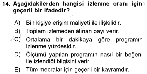 Medya Planlama 2016-2017 Ara Sınav - 14. soru