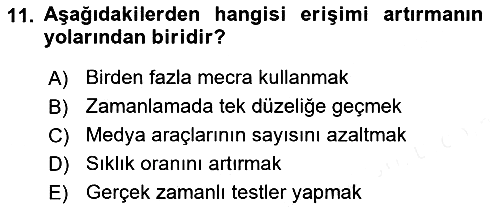 Medya Planlama 2018-2019 Dönem Sonu Sınavı - 11. soru