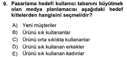 Medya Planlama 2022-2023 Dönem Sonu Sınavı - 9. soru