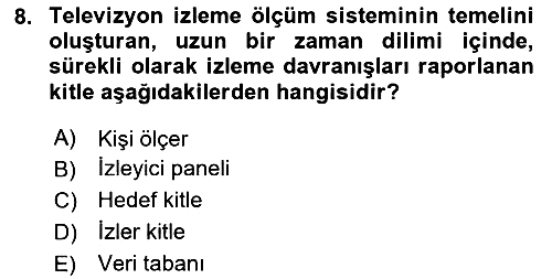 Medya Planlama 2020-2021 Yaz Okulu Sınavı - 8. soru